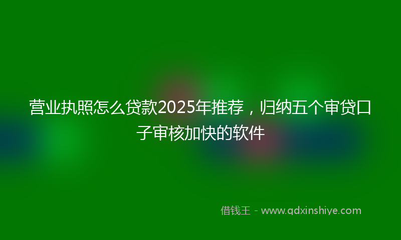 营业执照怎么贷款2025年推荐，归纳五个审贷口子审核加快的软件
