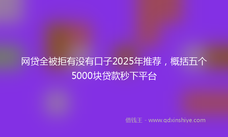 网贷全被拒有没有口子2025年推荐，概括五个5000块贷款秒下平台