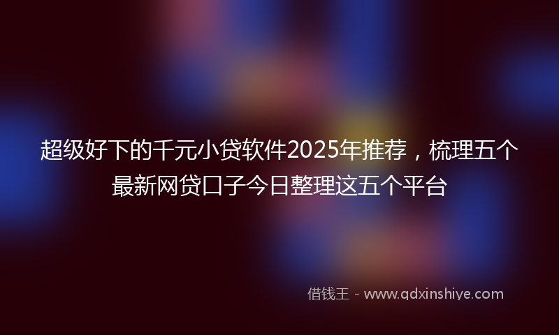 超级好下的千元小贷软件2025年推荐，梳理五个最新网贷口子今日整理这五个平台