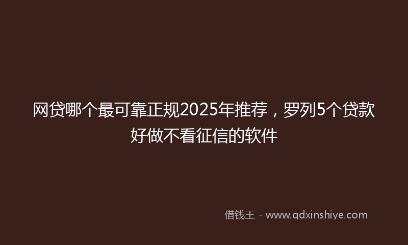 网贷哪个最可靠正规2025年推荐，罗列5个贷款好做不看征信的软件