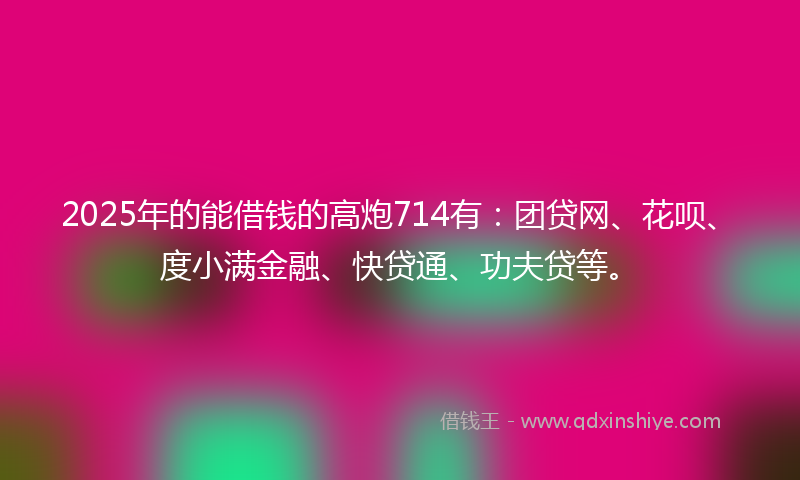 2025年的能借钱的高炮714有：团贷网、花呗、度小满金融、快贷通、功夫贷等。