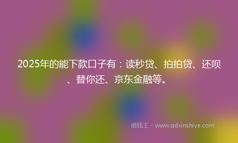 2025年的能下款口子有：读秒贷、拍拍贷、还呗、替你还、京东金融等。
