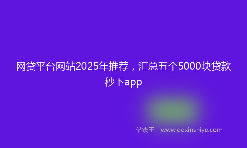 网贷平台网站2025年推荐，汇总五个5000块贷款秒下app