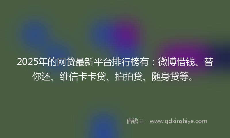 2025年的网贷最新平台排行榜有：微博借钱、替你还、维信卡卡贷、拍拍贷、随身贷等。