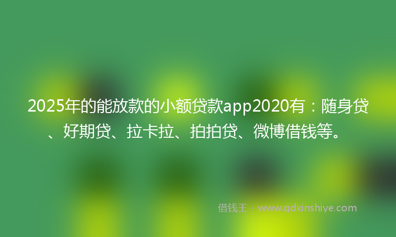 2025年的能放款的小额贷款app2020有：随身贷、好期贷、拉卡拉、拍拍贷、微博借钱等。