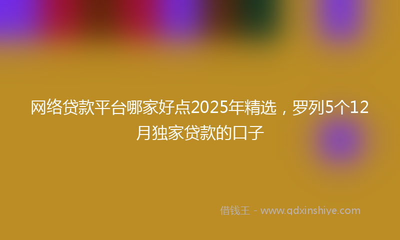 网络贷款平台哪家好点2025年精选，罗列5个12月独家贷款的口子