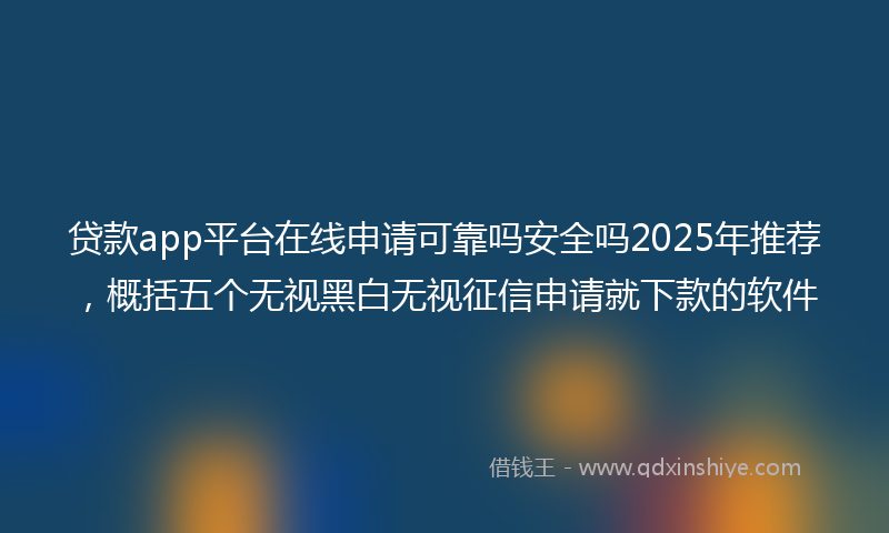 贷款app平台在线申请可靠吗安全吗2025年推荐，概括五个无视黑白无视征信申请就下款的软件