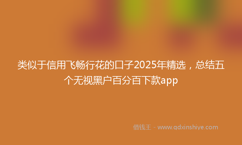 类似于信用飞畅行花的口子2025年精选，总结五个无视黑户百分百下款app