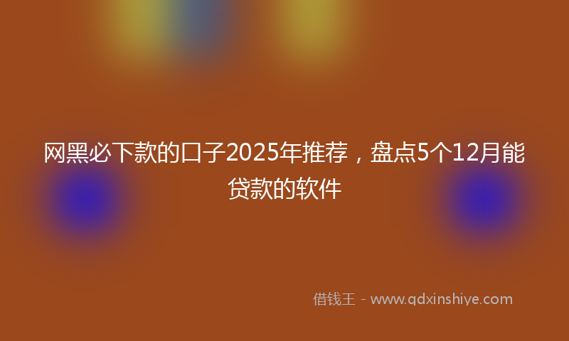 网黑必下款的口子2025年推荐，盘点5个12月能贷款的软件