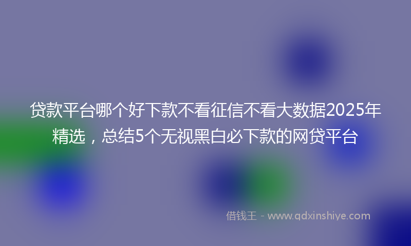 贷款平台哪个好下款不看征信不看大数据2025年精选，总结5个无视黑白必下款的网贷平台