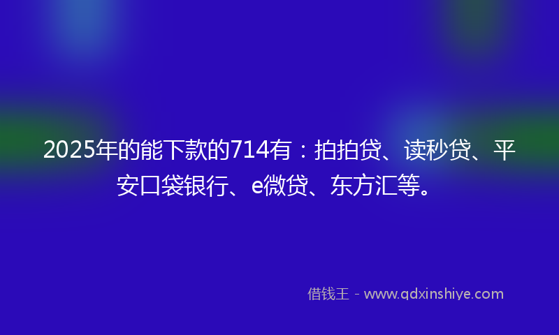 2025年的能下款的714有：拍拍贷、读秒贷、平安口袋银行、e微贷、东方汇等。