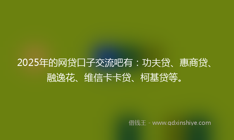 2025年的网贷口子交流吧有：功夫贷、惠商贷、融逸花、维信卡卡贷、柯基贷等。