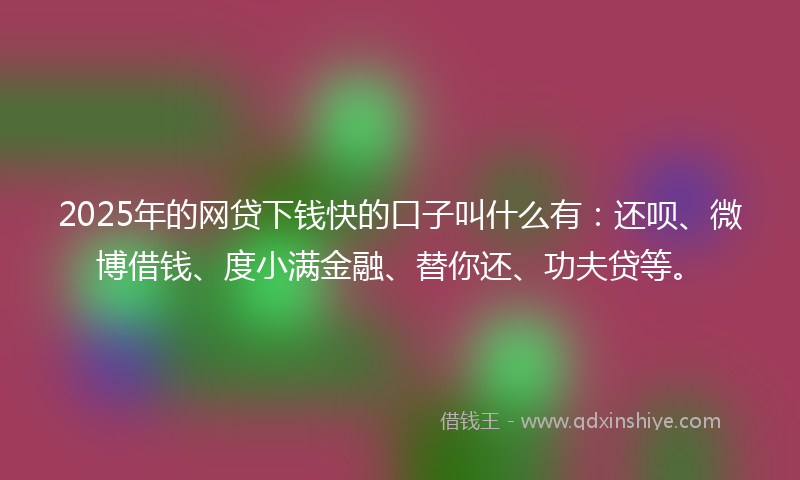 2025年的网贷下钱快的口子叫什么有：还呗、微博借钱、度小满金融、替你还、功夫贷等。