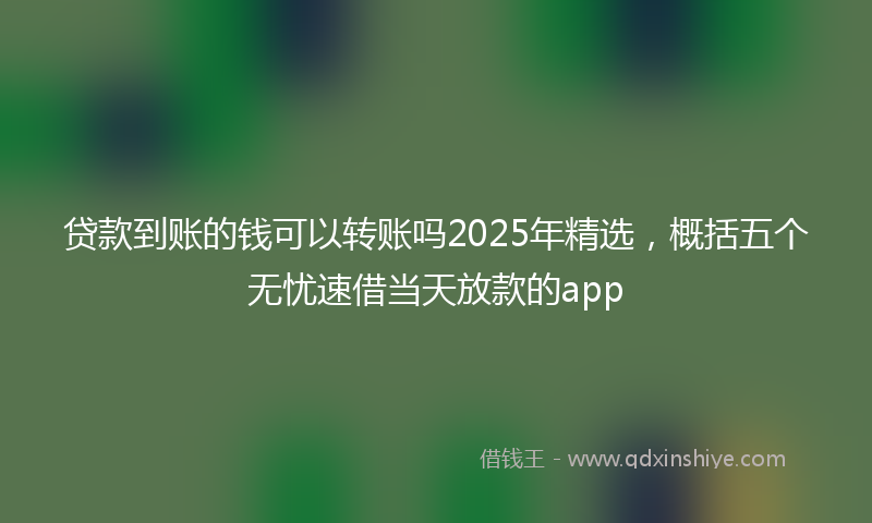 贷款到账的钱可以转账吗2025年精选，概括五个无忧速借当天放款的app
