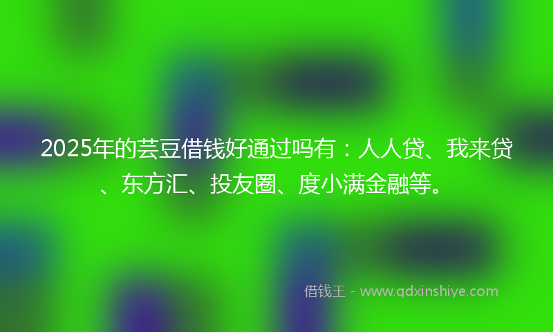 2025年的芸豆借钱好通过吗有：人人贷、我来贷、东方汇、投友圈、度小满金融等。