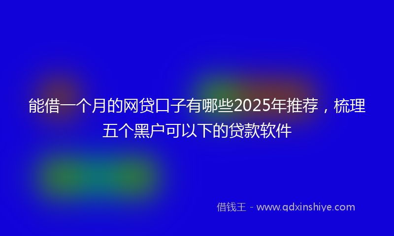 能借一个月的网贷口子有哪些2025年推荐，梳理五个黑户可以下的贷款软件