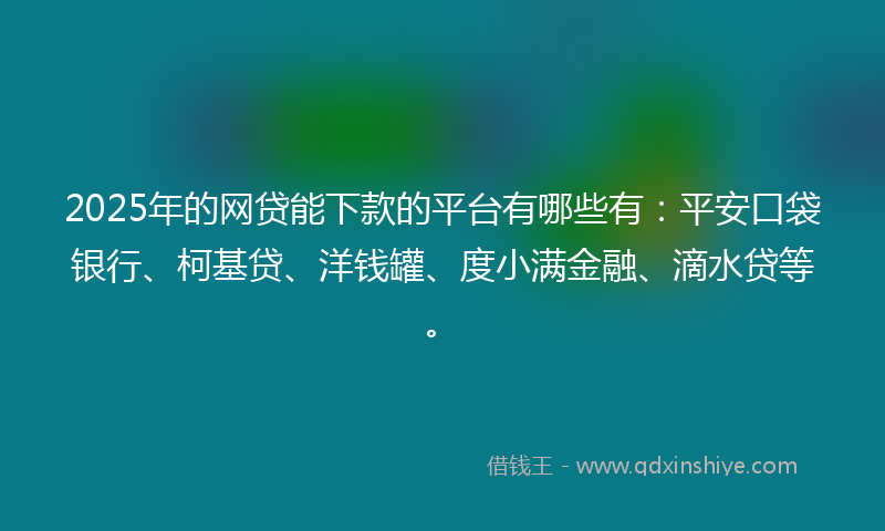2025年的网贷能下款的平台有哪些有：平安口袋银行、柯基贷、洋钱罐、度小满金融、滴水贷等。