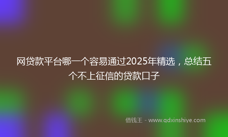 网贷款平台哪一个容易通过2025年精选，总结五个不上征信的贷款口子