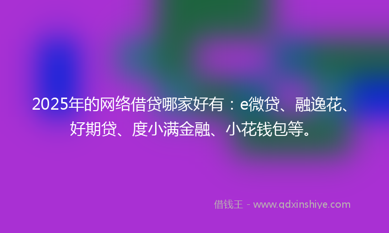 2025年的网络借贷哪家好有：e微贷、融逸花、好期贷、度小满金融、小花钱包等。