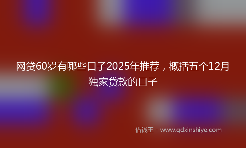 网贷60岁有哪些口子2025年推荐，概括五个12月独家贷款的口子