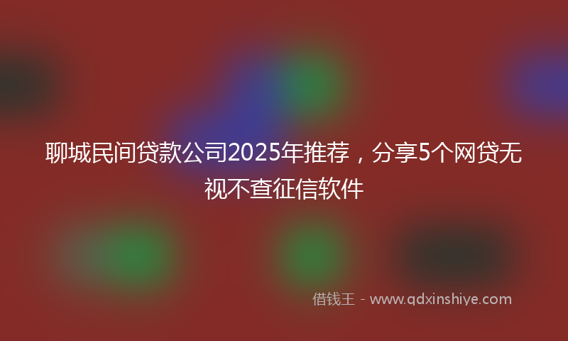 聊城民间贷款公司2025年推荐，分享5个网贷无视不查征信软件