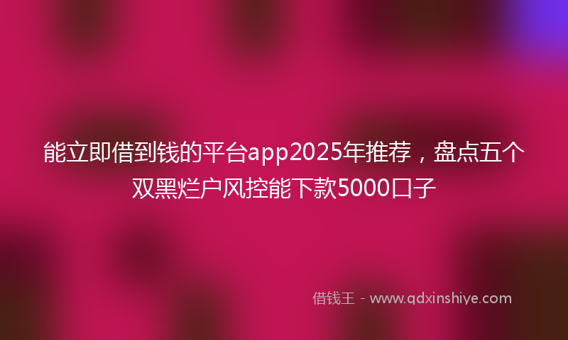 能立即借到钱的平台app2025年推荐，盘点五个双黑烂户风控能下款5000口子