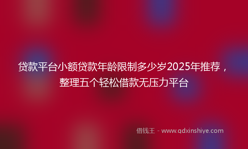 贷款平台小额贷款年龄限制多少岁2025年推荐，整理五个轻松借款无压力平台