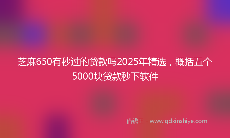 芝麻650有秒过的贷款吗2025年精选，概括五个5000块贷款秒下软件