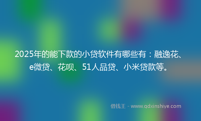 2025年的能下款的小贷软件有哪些有：融逸花、e微贷、花呗、51人品贷、小米贷款等。