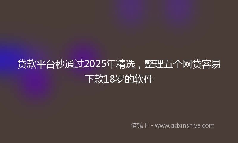 贷款平台秒通过2025年精选，整理五个网贷容易下款18岁的软件