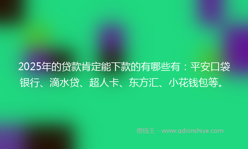 2025年的贷款肯定能下款的有哪些有：平安口袋银行、滴水贷、超人卡、东方汇、小花钱包等。