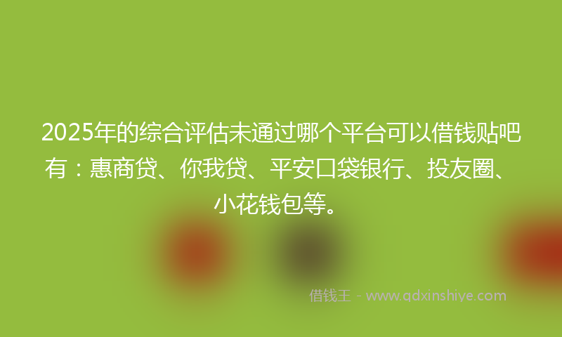 2025年的综合评估未通过哪个平台可以借钱贴吧有：惠商贷、你我贷、平安口袋银行、投友圈、小花钱包等。
