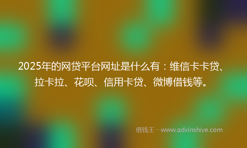 2025年的网贷平台网址是什么有：维信卡卡贷、拉卡拉、花呗、信用卡贷、微博借钱等。