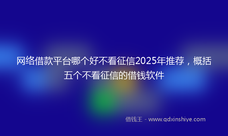 网络借款平台哪个好不看征信2025年推荐，概括五个不看征信的借钱软件