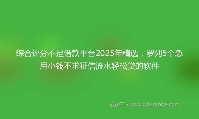综合评分不足借款平台2025年精选，罗列5个急用小钱不求征信流水轻松贷的软件