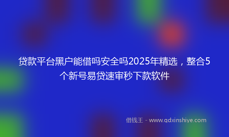 贷款平台黑户能借吗安全吗2025年精选，整合5个新号易贷速审秒下款软件