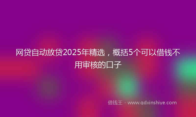 网贷自动放贷2025年精选，概括5个可以借钱不用审核的口子