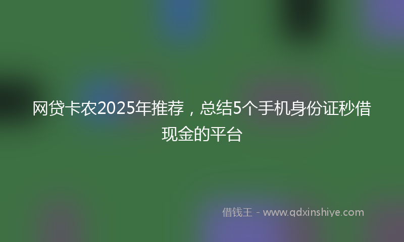 网贷卡农2025年推荐，总结5个手机身份证秒借现金的平台