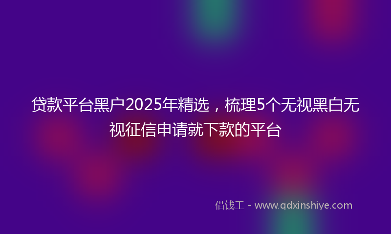 贷款平台黑户2025年精选，梳理5个无视黑白无视征信申请就下款的平台