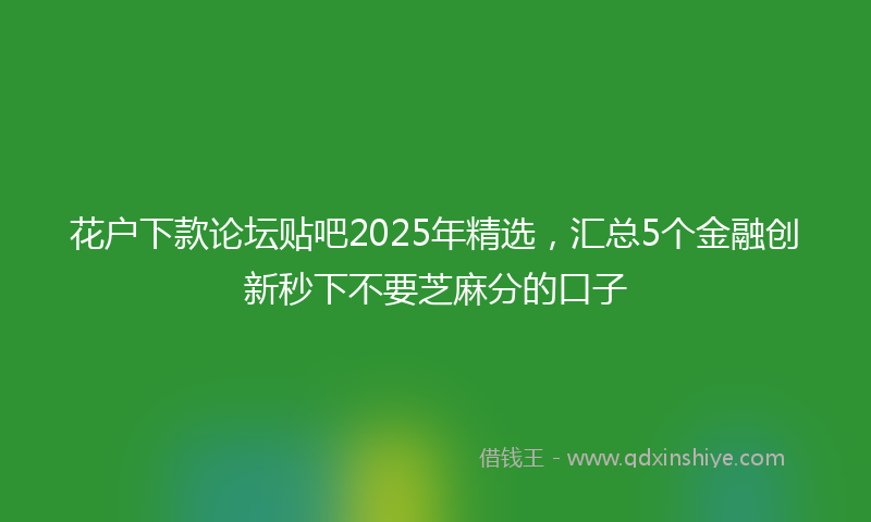 花户下款论坛贴吧2025年精选，汇总5个金融创新秒下不要芝麻分的口子