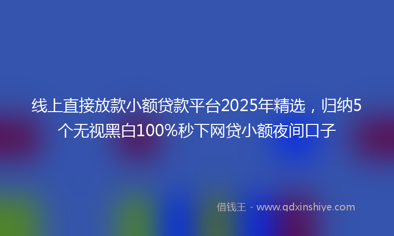 线上直接放款小额贷款平台2025年精选，归纳5个无视黑白100%秒下网贷小额夜间口子