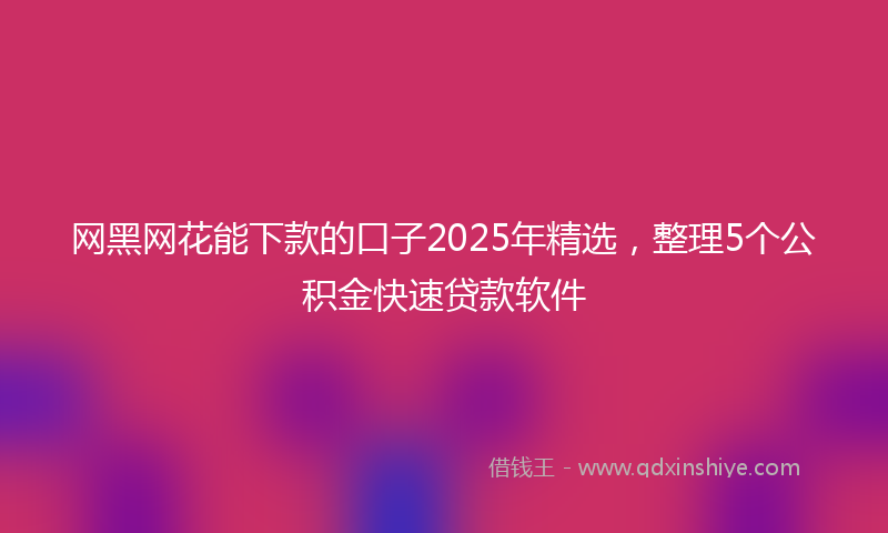 网黑网花能下款的口子2025年精选，整理5个公积金快速贷款软件