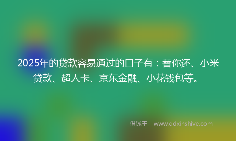2025年的贷款容易通过的口子有：替你还、小米贷款、超人卡、京东金融、小花钱包等。