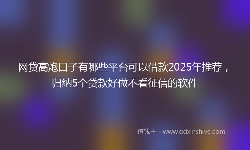 网贷高炮口子有哪些平台可以借款2025年推荐，归纳5个贷款好做不看征信的软件