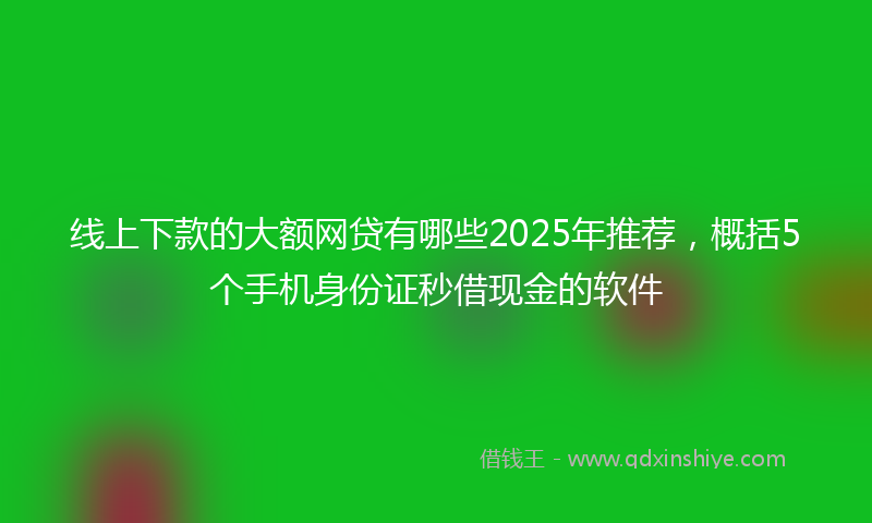 线上下款的大额网贷有哪些2025年推荐，概括5个手机身份证秒借现金的软件