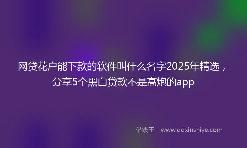 网贷花户能下款的软件叫什么名字2025年精选，分享5个黑白贷款不是高炮的app