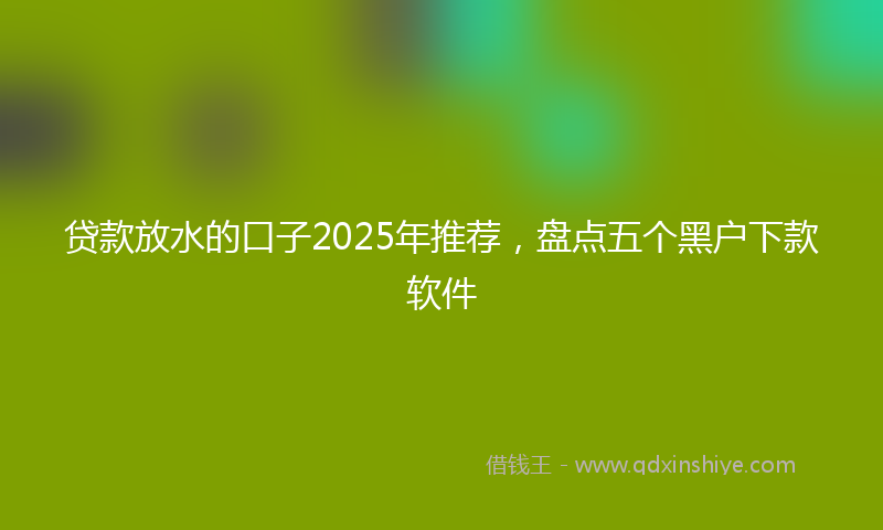 贷款放水的口子2025年推荐，盘点五个黑户下款软件