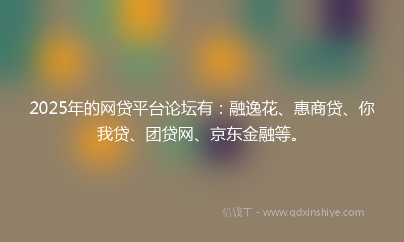 2025年的网贷平台论坛有：融逸花、惠商贷、你我贷、团贷网、京东金融等。