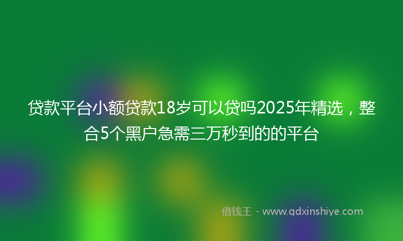 贷款平台小额贷款18岁可以贷吗2025年精选，整合5个黑户急需三万秒到的的平台