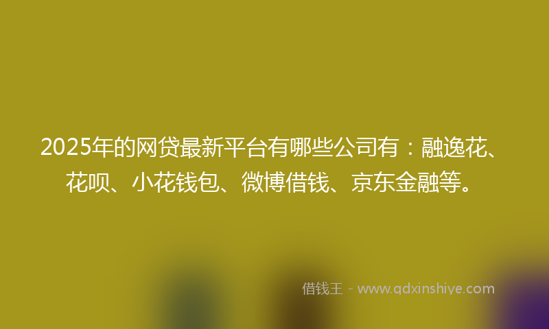 2025年的网贷最新平台有哪些公司有：融逸花、花呗、小花钱包、微博借钱、京东金融等。